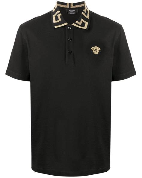 mens black polo versace|Versace long sleeve polo.